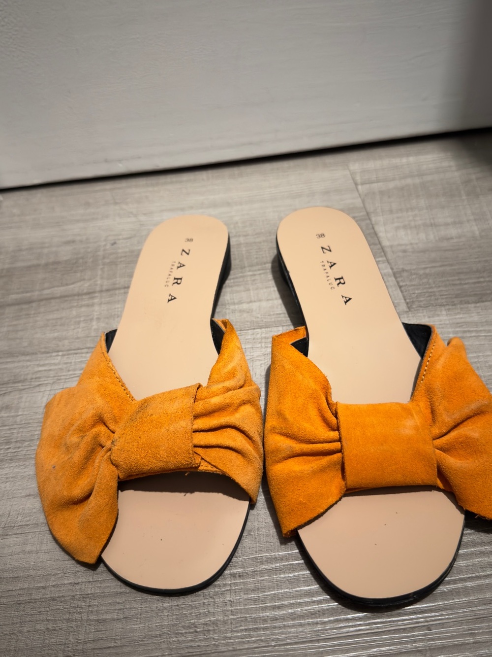 ZARA Orange Bow Slide Mules for Women